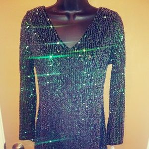 B2 Measeor Green Sequence Dress sz Medium